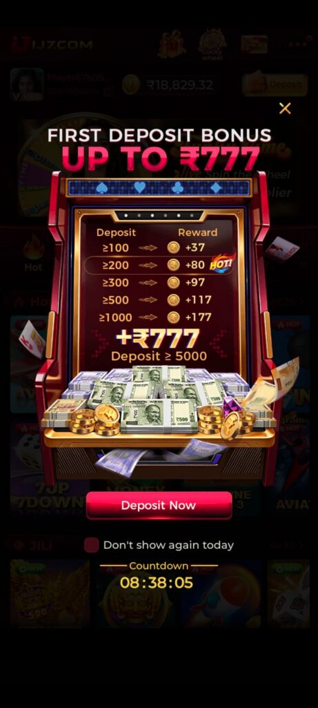 IJ7 APK deposit bonus promotion